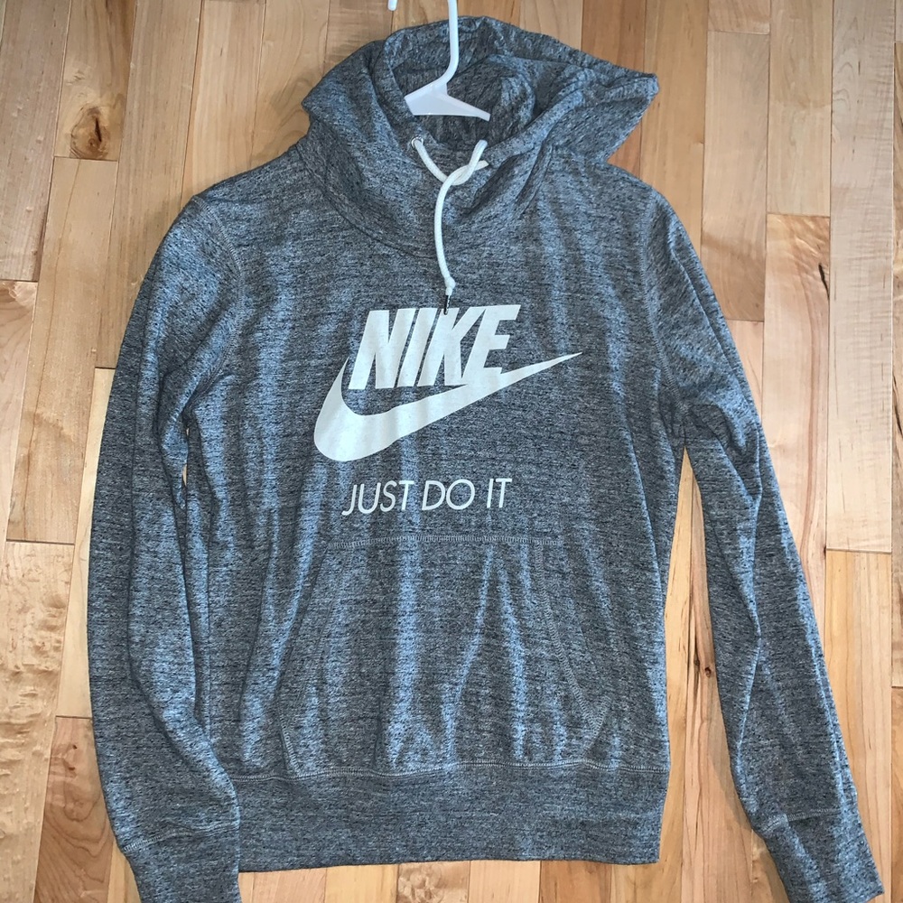 Nike T-Shirt Hoodie Sz-M Gray/Black